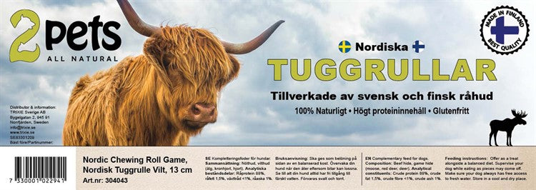 2pets Nordisk tuggrulle med vilt, 13 cm