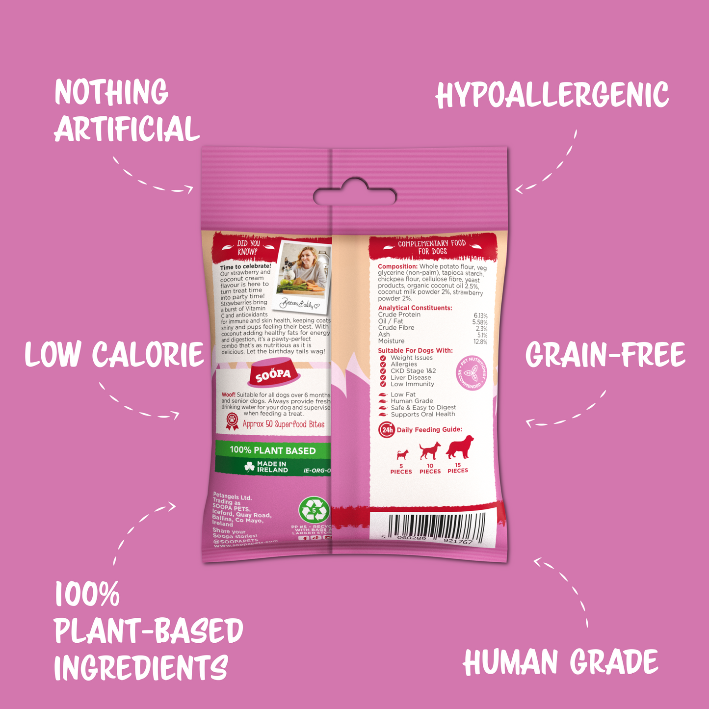 Dog Treats | Strawberry & Coconut Cream (50g, 50 pieces)