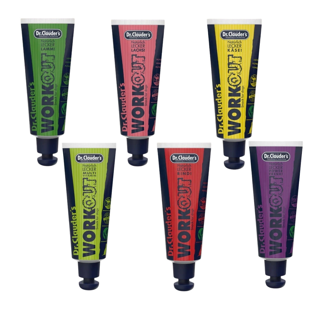 6-pack candy tubes (Cheese, Nut, Salmon, Lamb, Energy, Multivitamin)