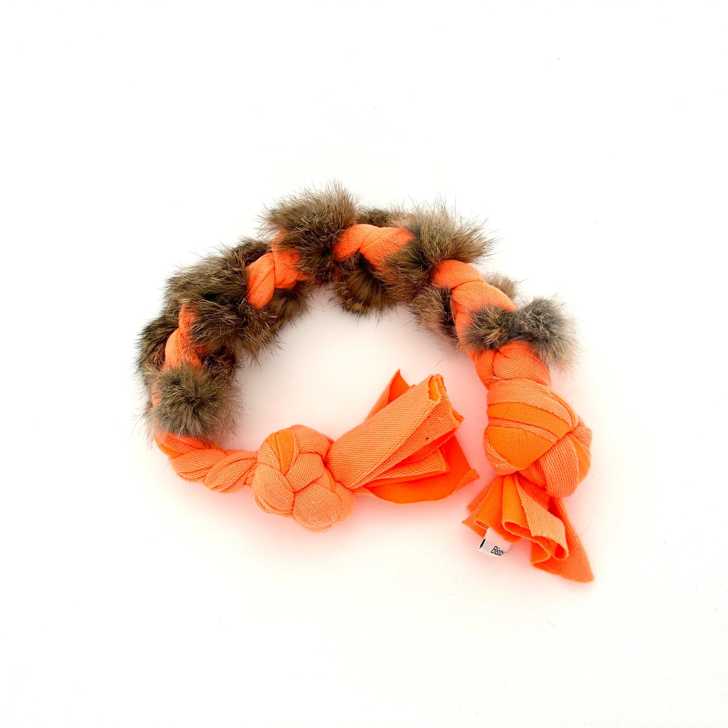 Flirt pole with real rabbit fur 40cm