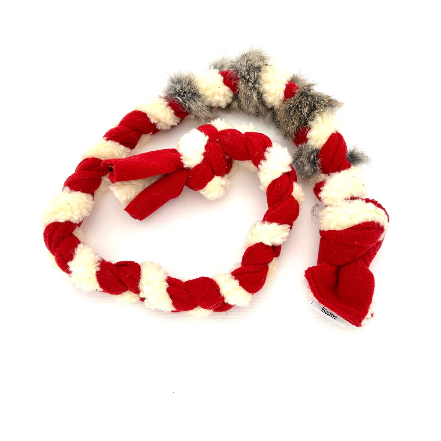 Braided Tug XL with real rabbit fur 130cm