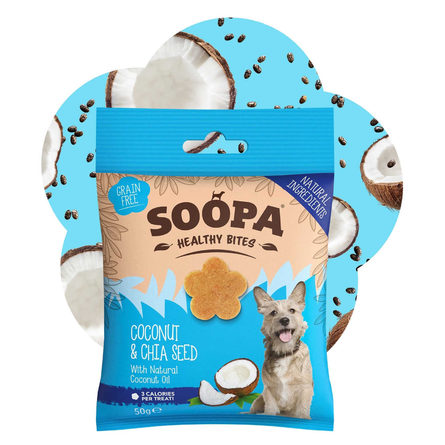 Dog Treats | Coconut & Chia Seeds (50g, 50 pieces)