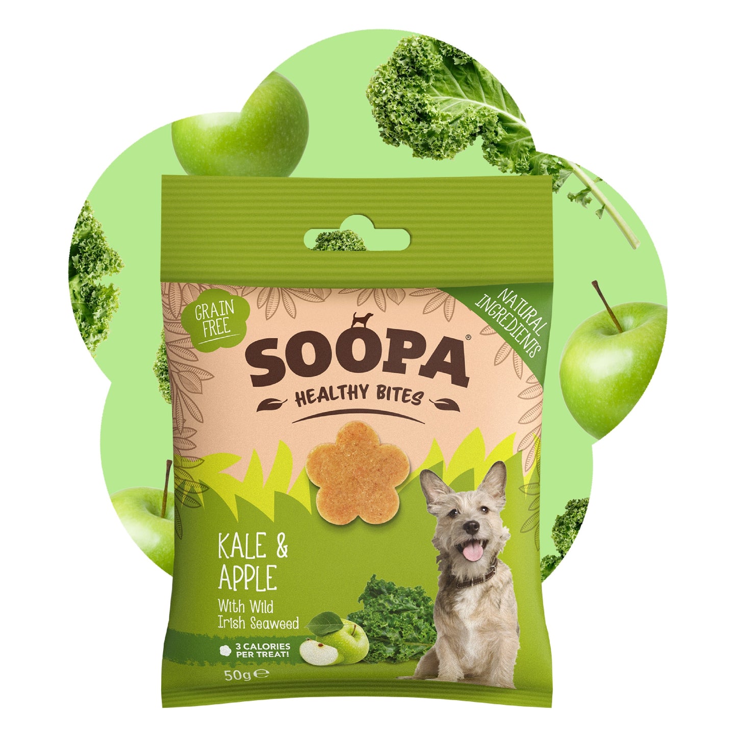 Hundgodis | Grönkål och äpple (50g, 50 bitar)