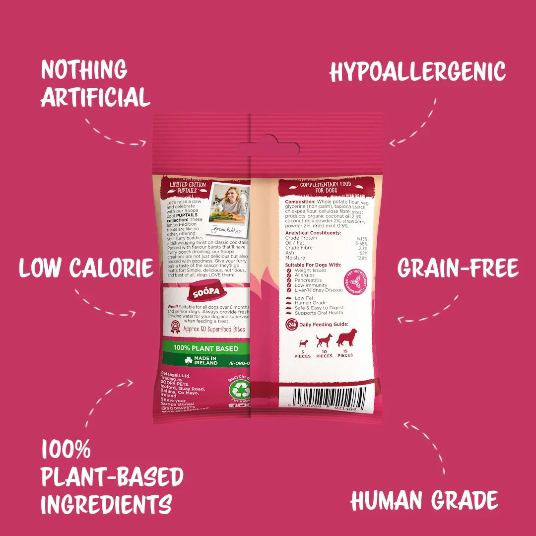 Hundgodis | Strawberry Dog-Quiri, jordgubb och kokos (50g, 50 bitar)