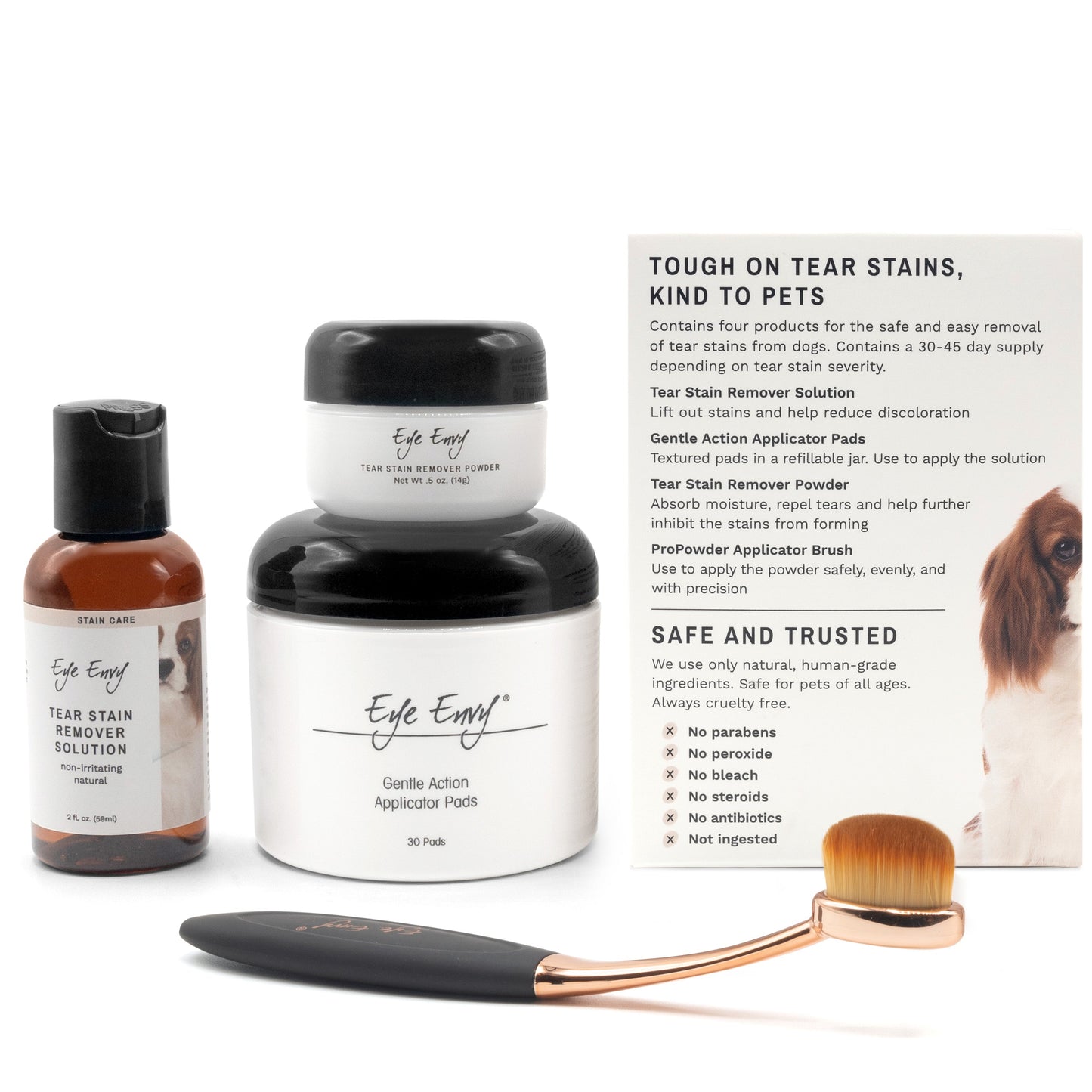 Dog Tear Stain Remover Starter Kit With Large ProPowder Brush