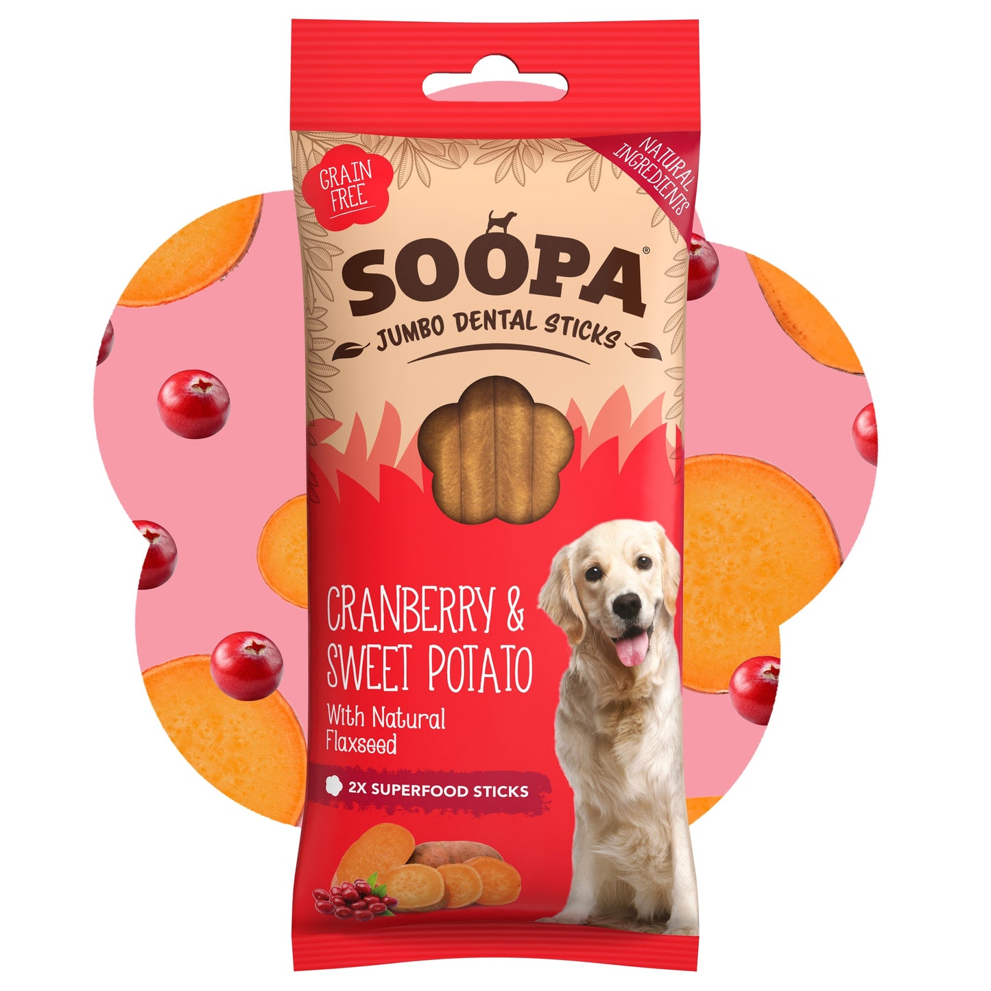 Chew Sticks JUMBO | Cranberry & Sweet Potato (2-pack)