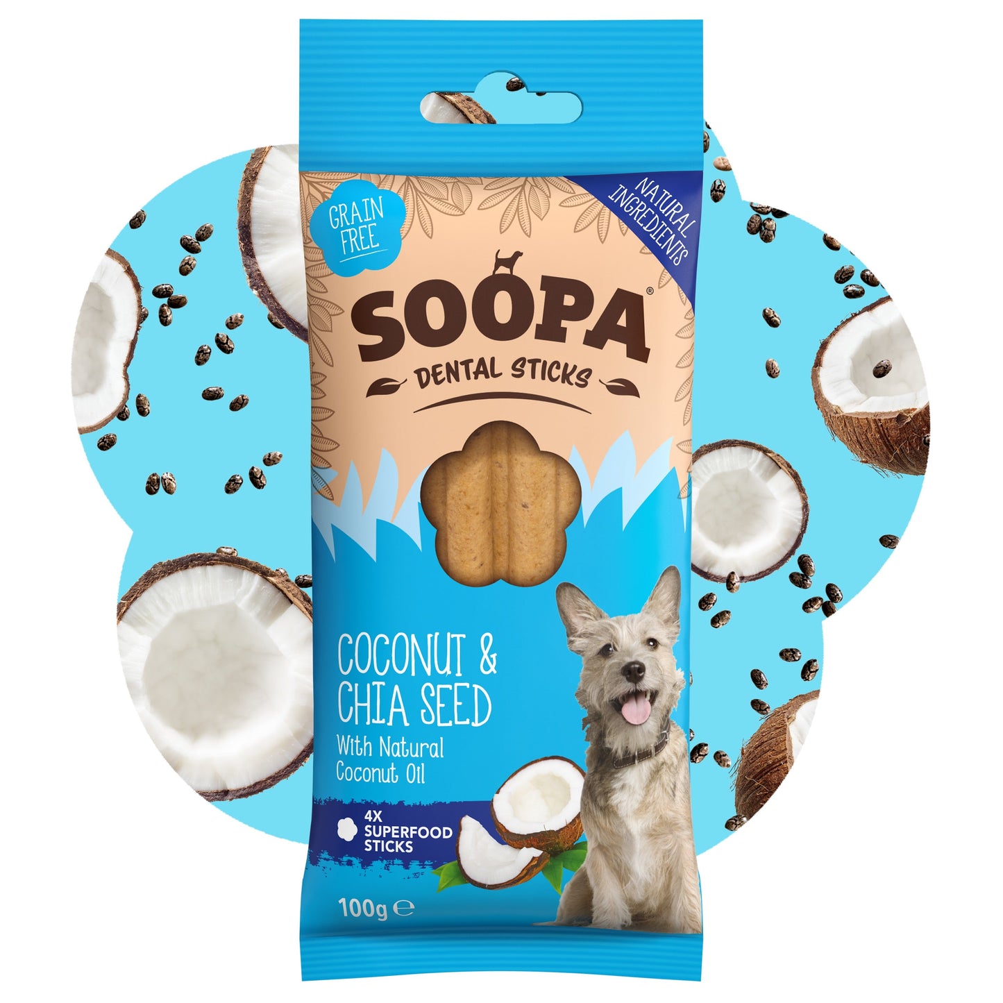 Soopa - Dental Sticks | Coconut & Chia Seed (4-pack)
