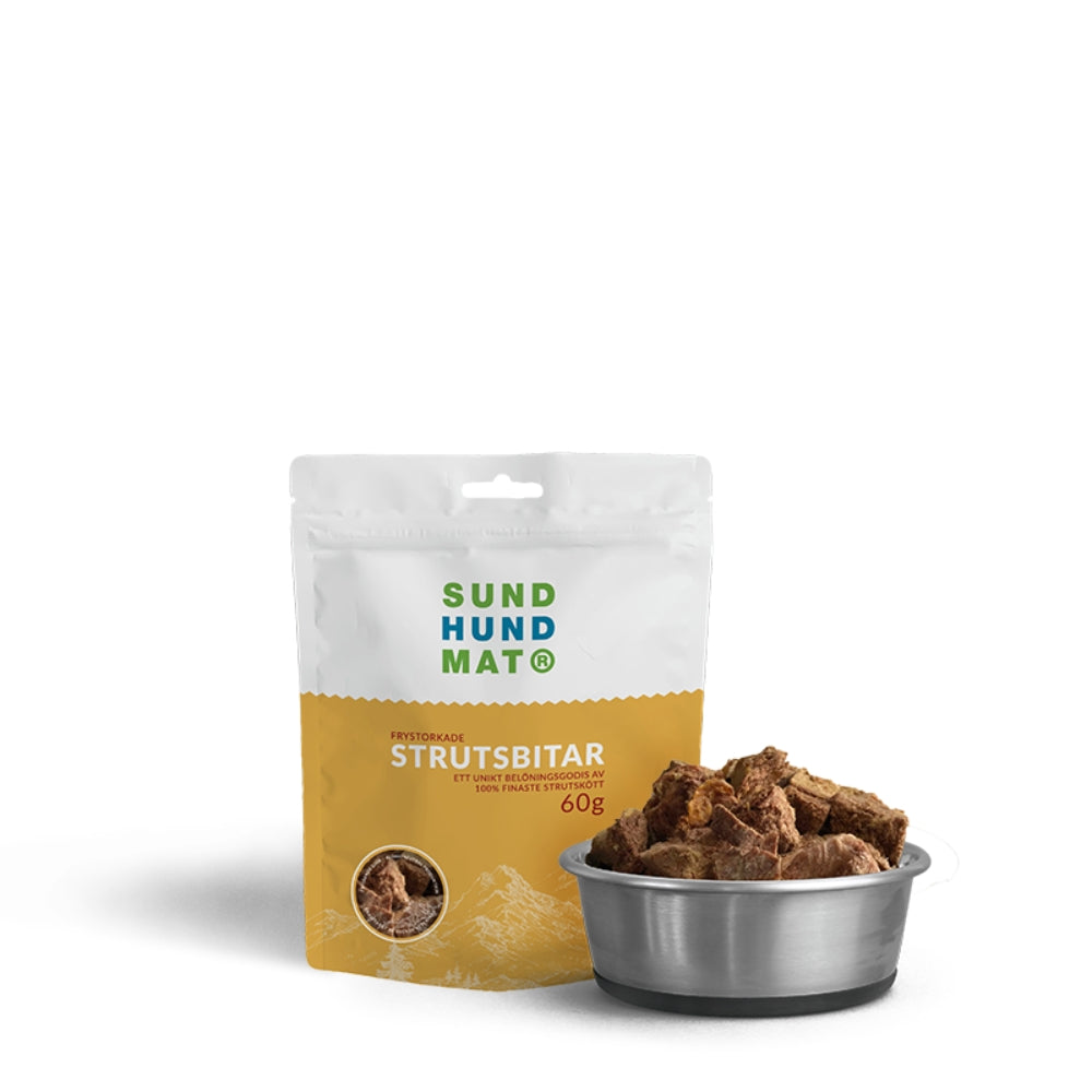 Freeze-dried ostrich pieces (60g)